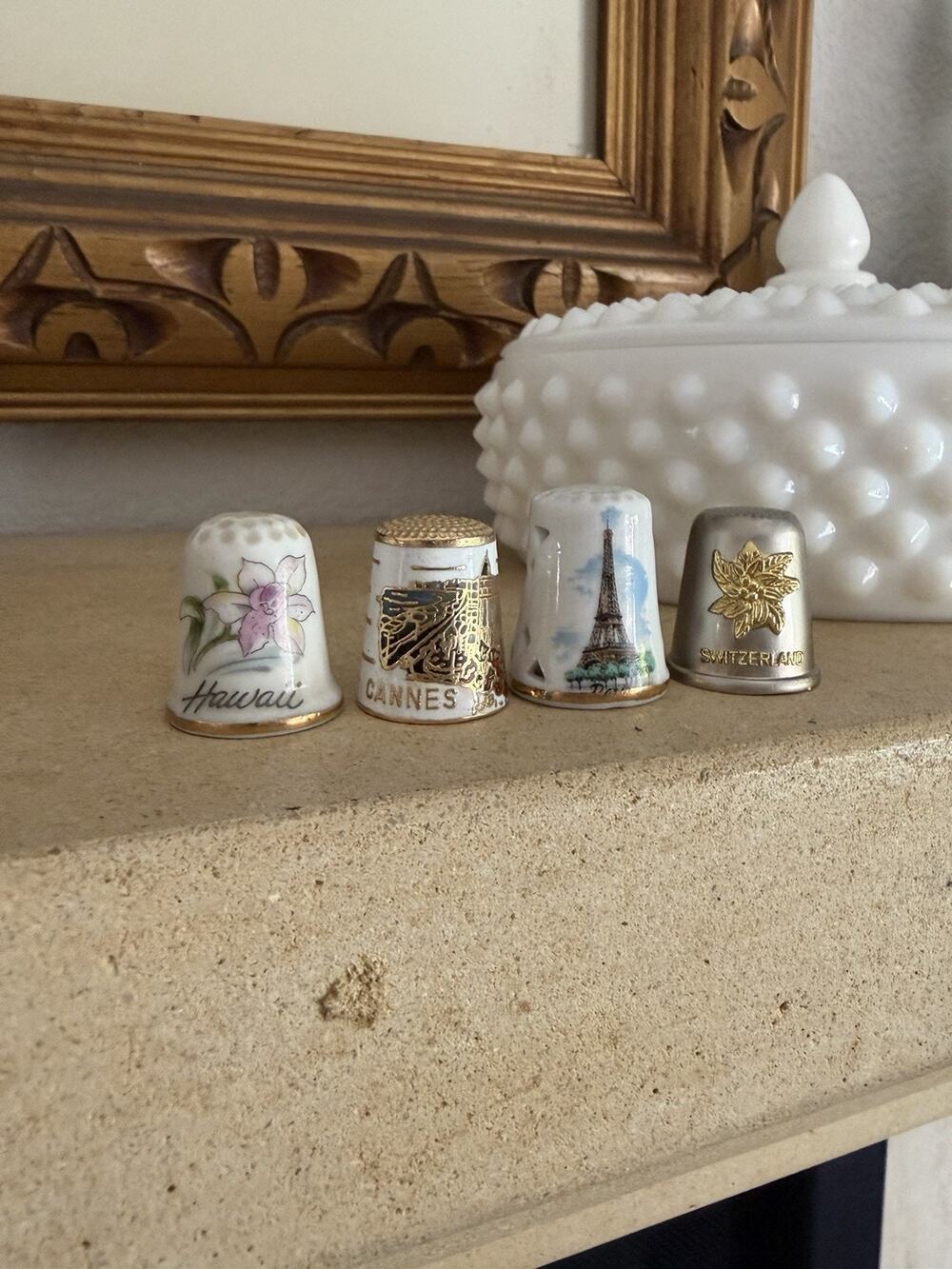 Vintage Thimbles Porcelain Souvenir Thimble Set Of 4 Cottagecore Trinkets